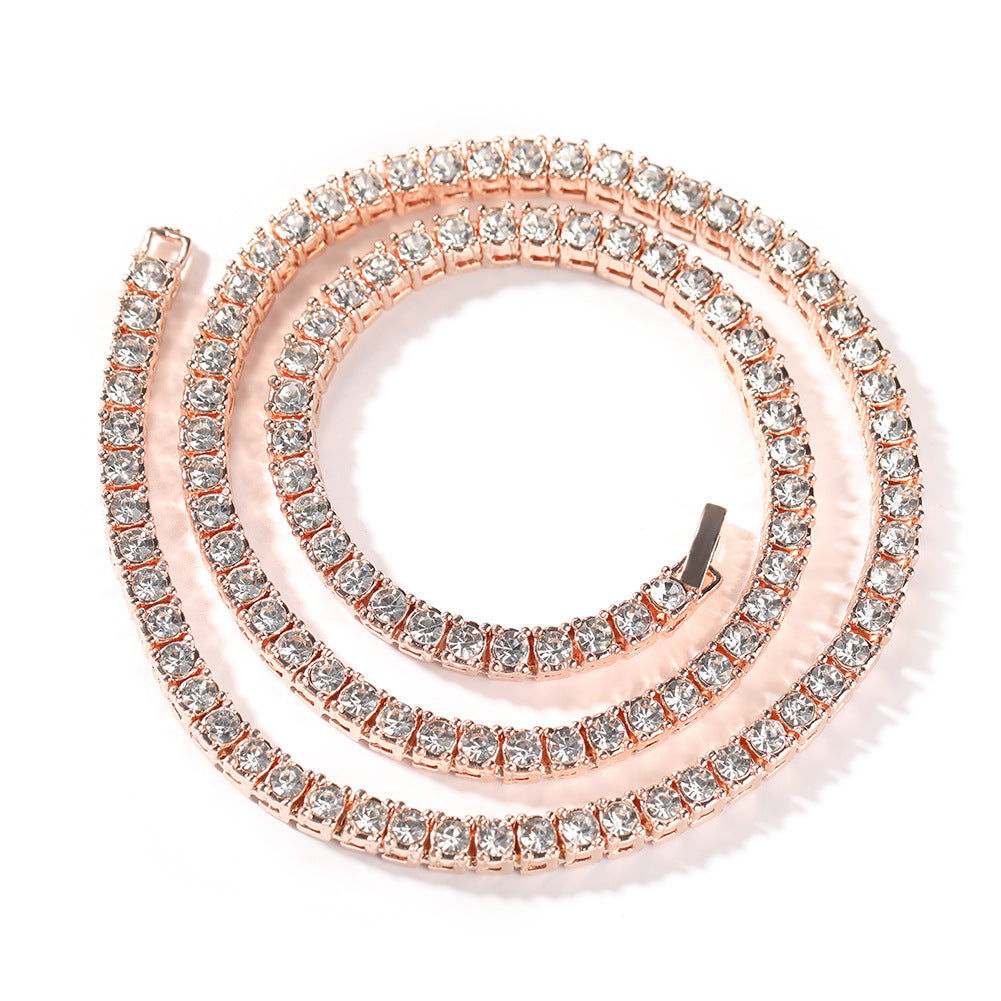 mens gold Rhinestone Row Tennis Chain necklace - MERGE.DAY.1.FREESTYLE