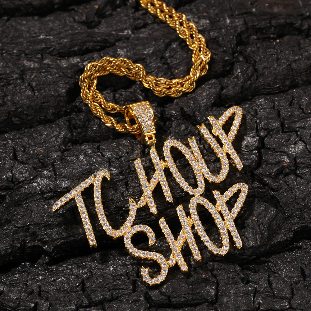 Letter splicing DIY custom micropaved zircon pendant - MERGE.DAY.1.FREESTYLE