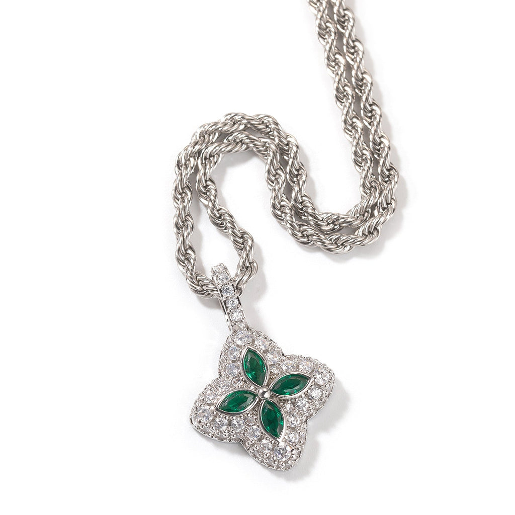 Cubic Zirconia Colorful Four-Leaf Clover Pendant - MERGE.DAY.1.FREESTYLE