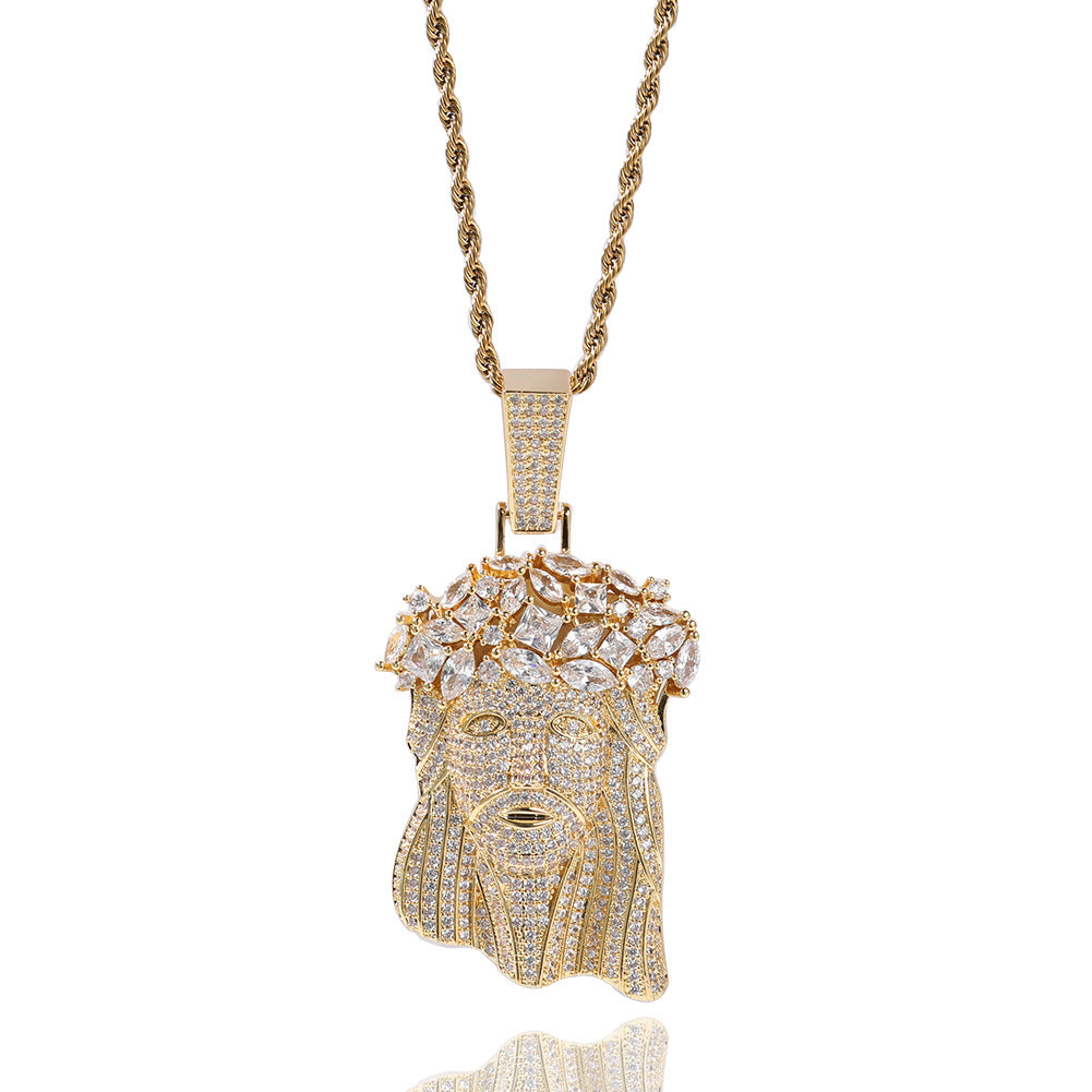 Hip Hop Iced Out CZ Jesus Piece Pendant Necklace - MERGE.DAY.1.FREESTYLE
