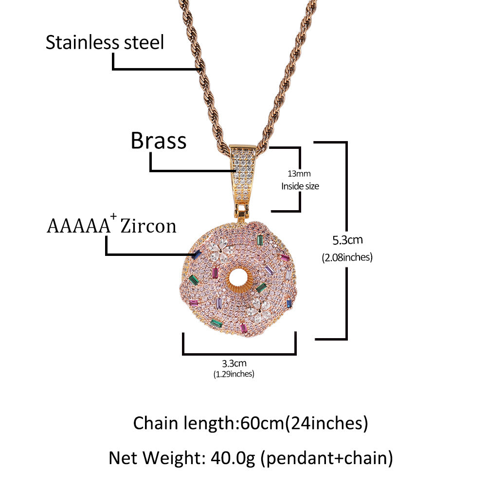 Hip Hop Colorful Zircon Donut Full Diamond Pendant - MERGE.DAY.1.FREESTYLE