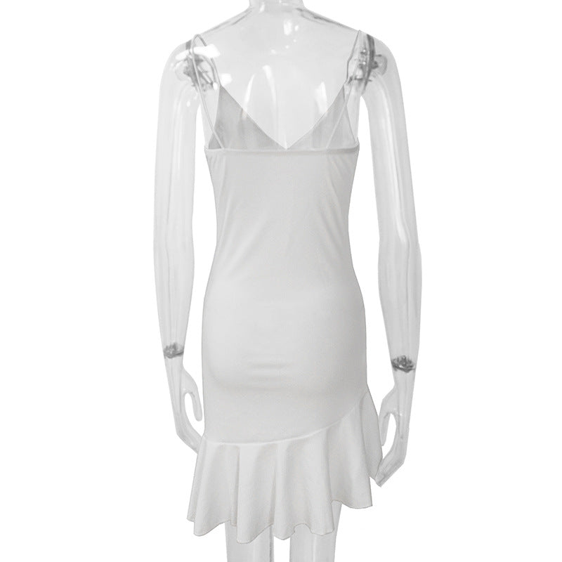 Summer Sexy Bodycon Dress for Women V Neck Elegant Ruffles - MERGE.DAY.1.FREESTYLE