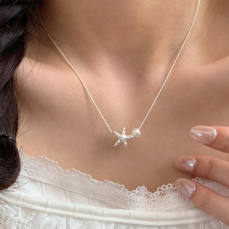 Small starfish necklace pearl necklace - MERGE.DAY.1.FREESTYLE
