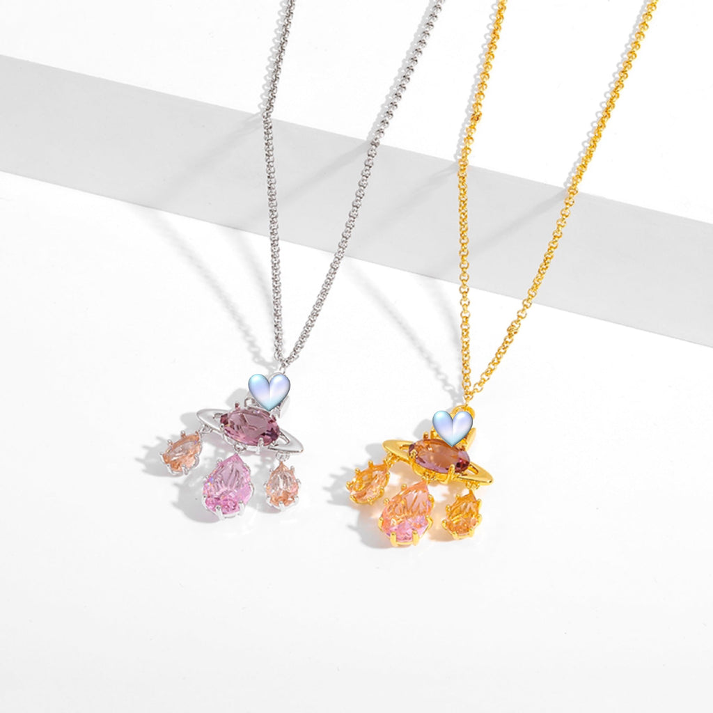Colored zircon necklace clavicle crystal set ornaments - MERGE.DAY.1.FREESTYLE