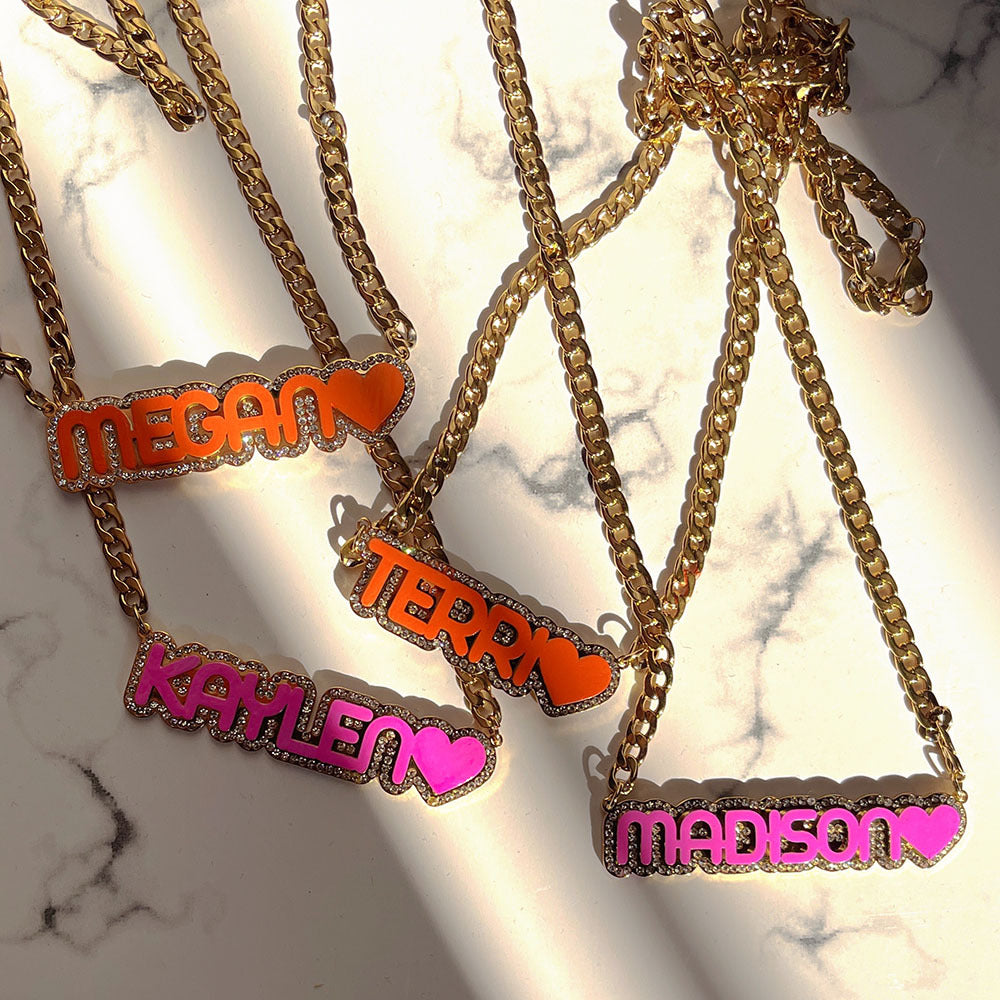Zircon Acrylic Patch Color Name Necklace - MERGE.DAY.1.FREESTYLE