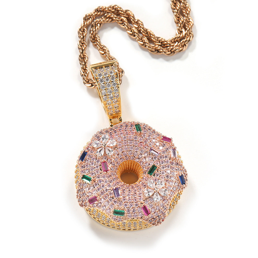Hip Hop Colorful Zircon Donut Full Diamond Pendant - MERGE.DAY.1.FREESTYLE