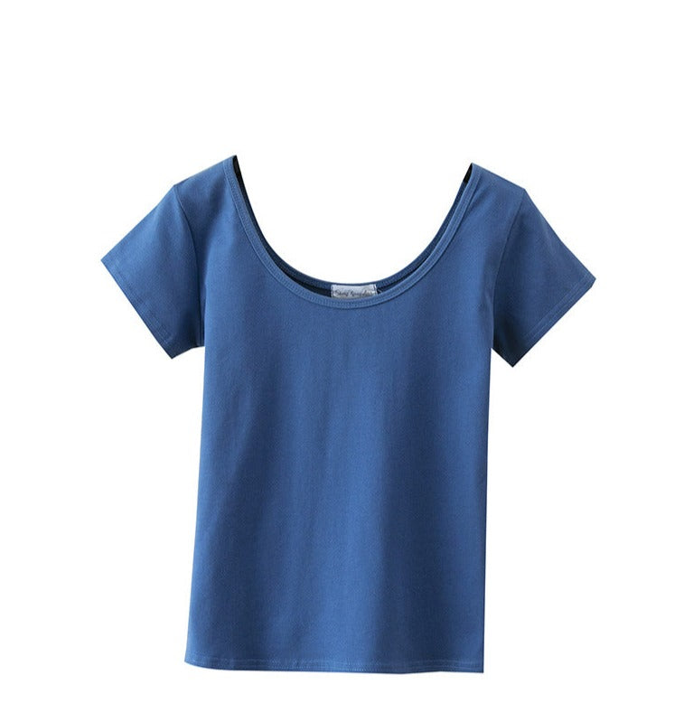 Summer slim fit large U-neck short-sleeved T-shirt - MERGE.DAY.1.FREESTYLE