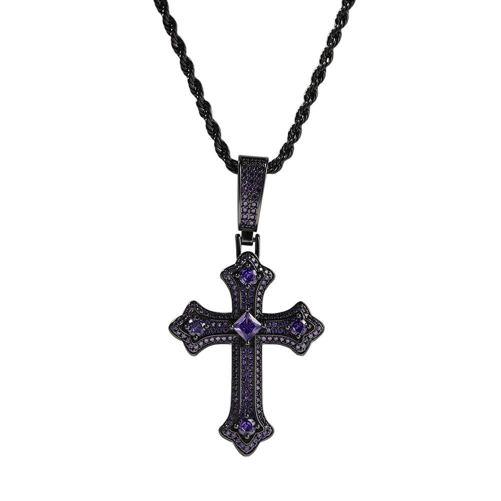 Hip-hop cross-shaped diamond Cubic Zirconia necklace - MERGE.DAY.1.FREESTYLE