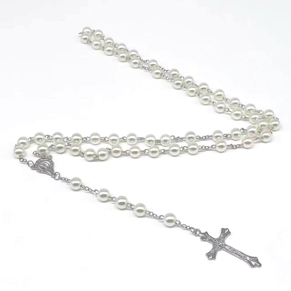 rosary necklace black and white round beads - MERGE.DAY.1.FREESTYLE
