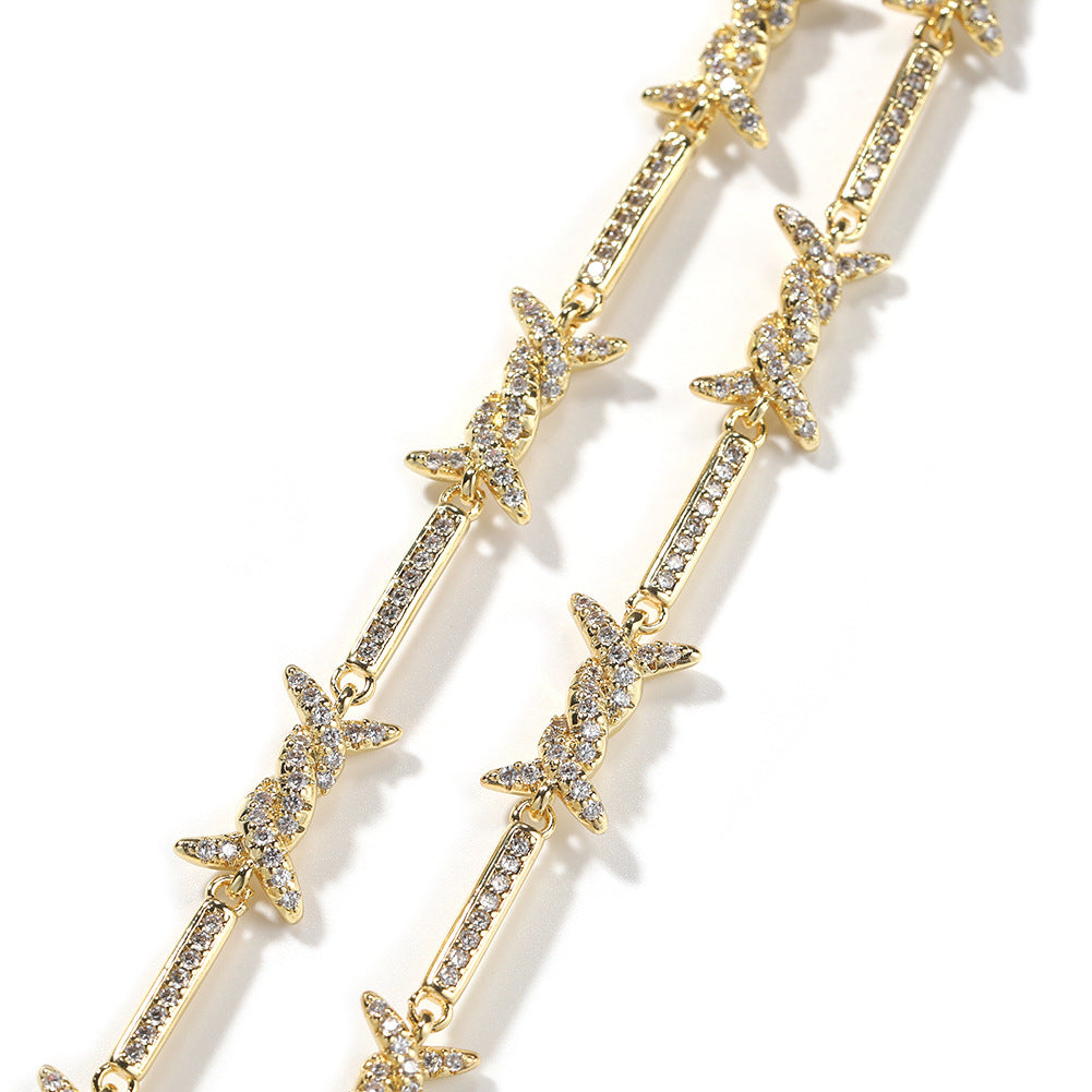 Hiphop zircon-encrusted barbed wire necklace - MERGE.DAY.1.FREESTYLE