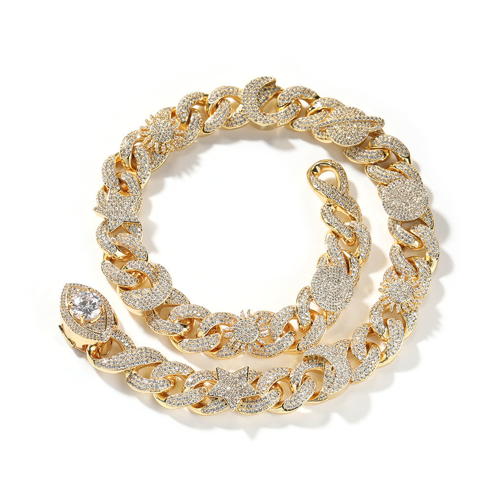 Hip-hop zircon-encrusted sun, star and eye necklace - MERGE.DAY.1.FREESTYLE