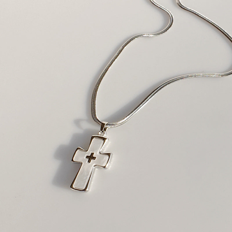 High-grade blade chain double cross pendant necklace - MERGE.DAY.1.FREESTYLE
