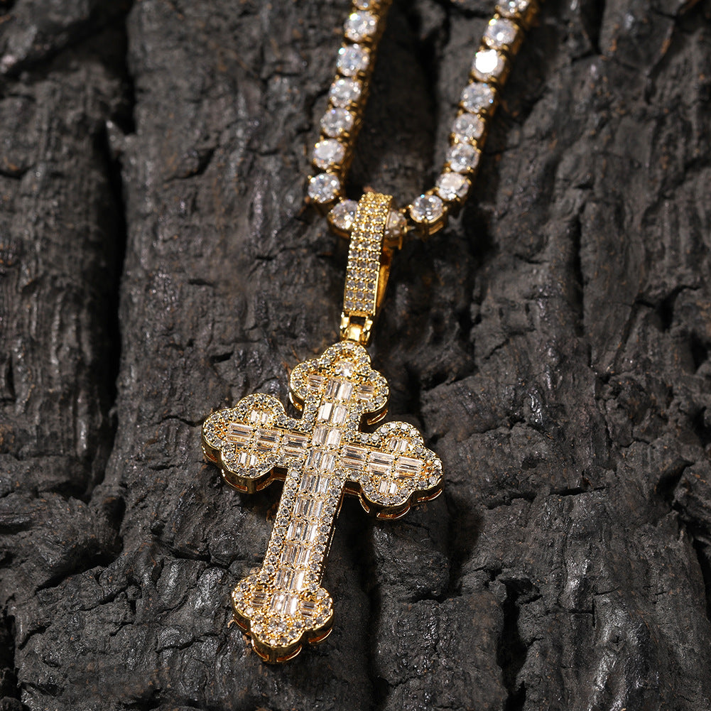Hip-hop large diamond-encrusted cloud cross pendant - MERGE.DAY.1.FREESTYLE