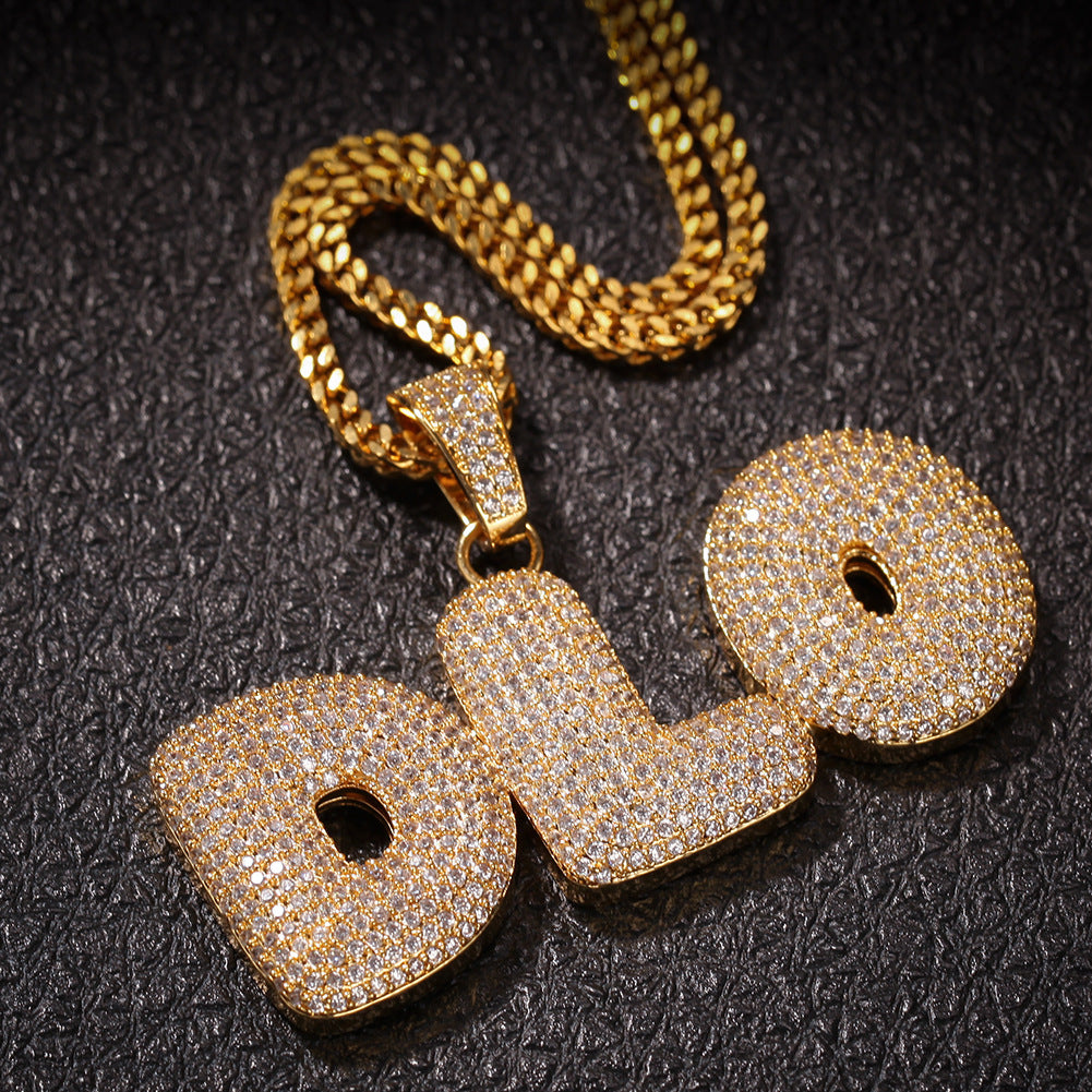 Hip-Hop Zircon English 26 Letters Micropaved Pendant - MERGE.DAY.1.FREESTYLE