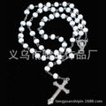 rosary necklace white wooden beads necklace - MERGE.DAY.1.FREESTYLE