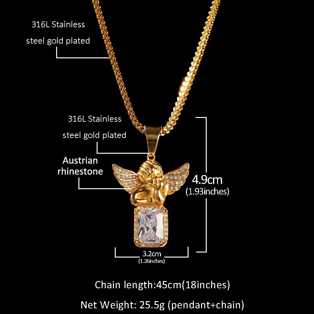 Hip Hop Winged Angel Pendant Necklace - MERGE.DAY.1.FREESTYLE