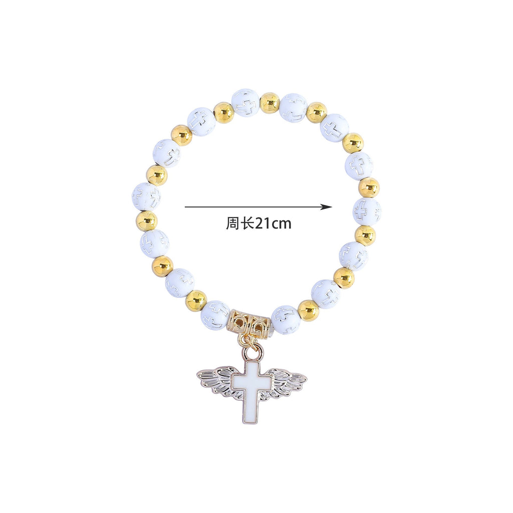 rosary bracelet acrylic cross angel hand jewelry - MERGE.DAY.1.FREESTYLE