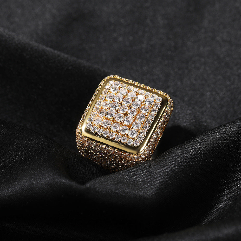 Hip-hop large square ring with zircon - MERGE.DAY.1.FREESTYLE