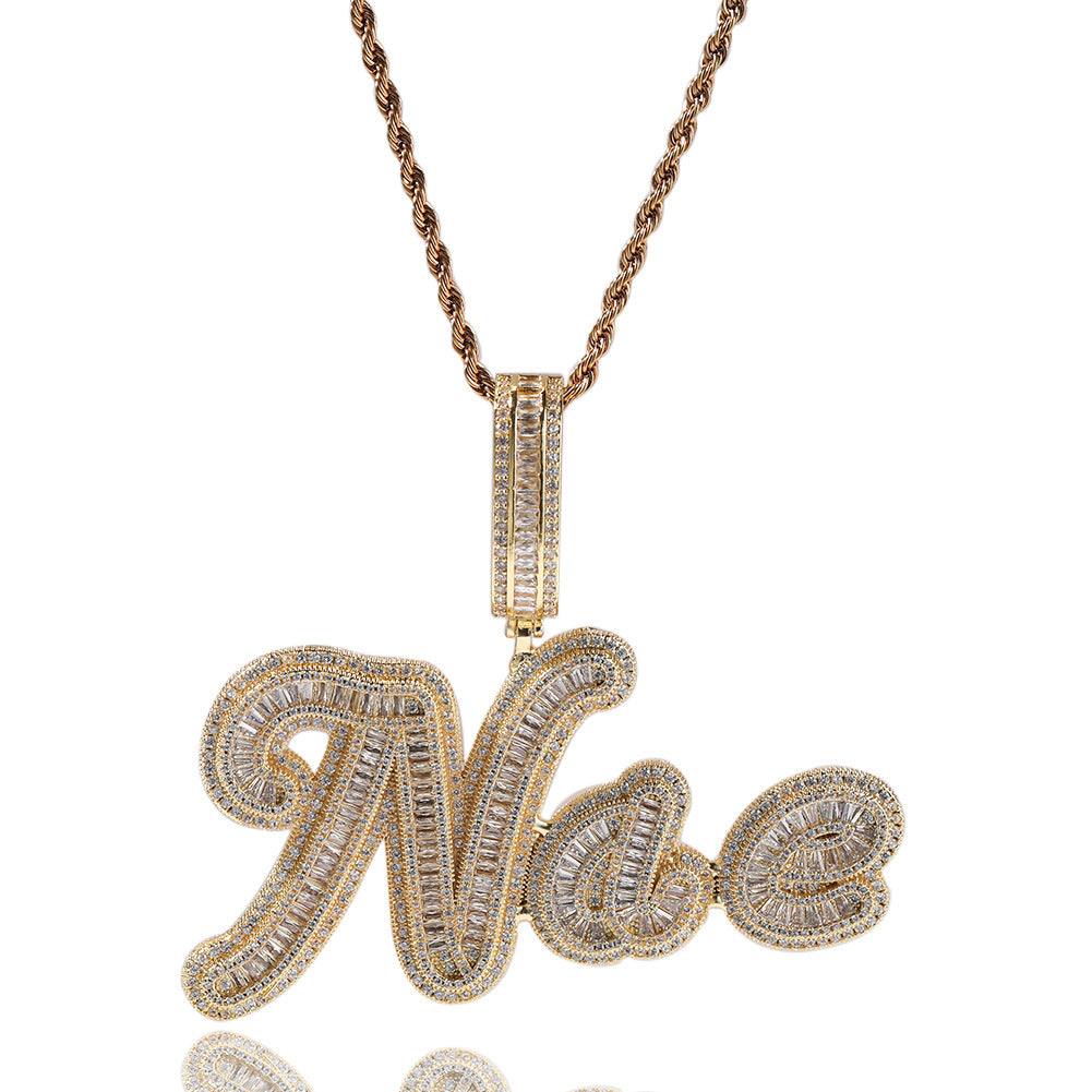 JON Stitching Diamond Letter Pendant Hip Hop Necklace - MERGE.DAY.1.FREESTYLE