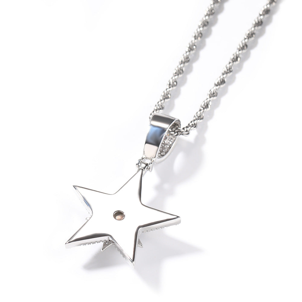 Hip-hop diamond-studded rotating five-pointed star necklace - MERGE.DAY.1.FREESTYLE