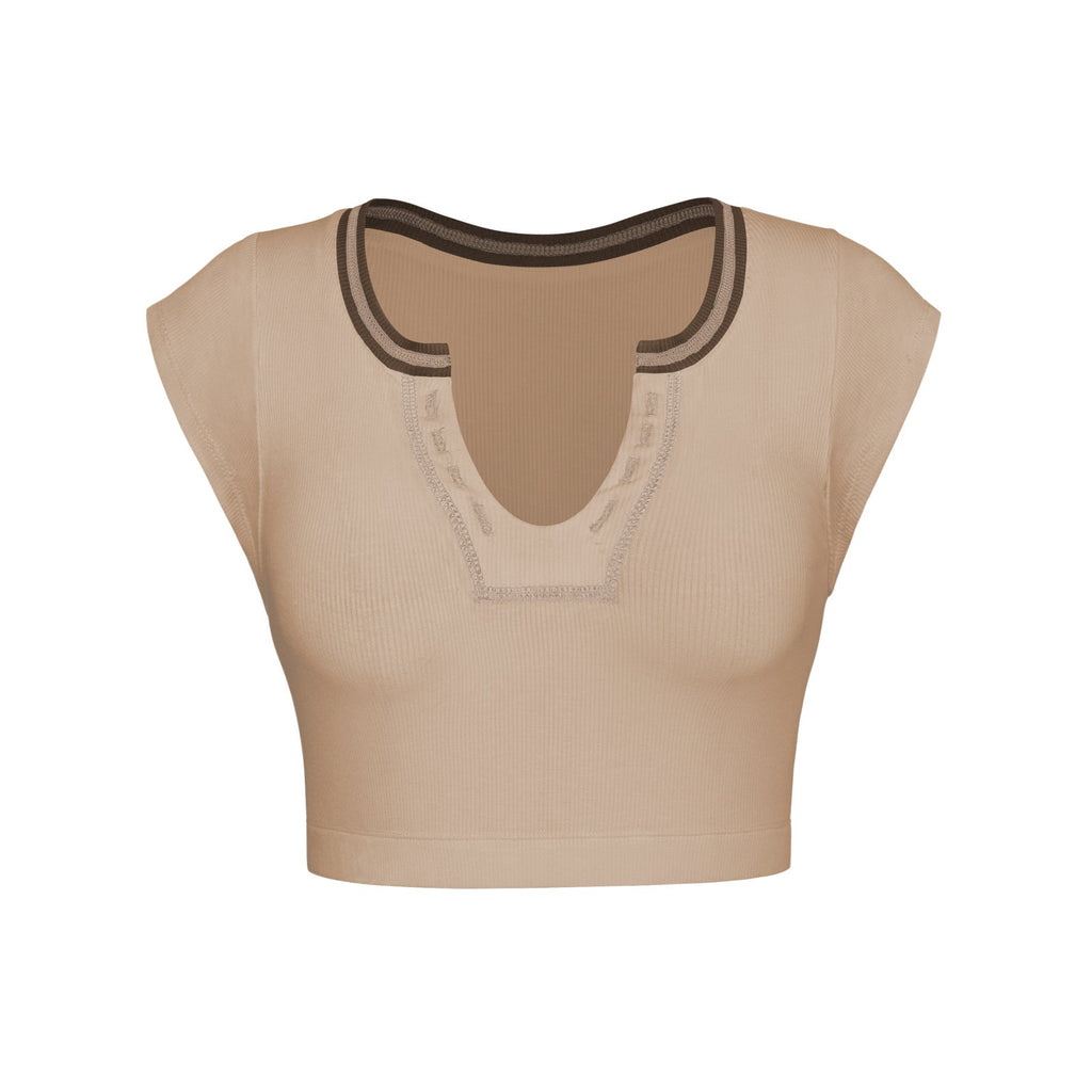 Slim Fit Ultra Short Sexy Spicy Girls Top Knitted Thread T-shirt - MERGE.DAY.1.FREESTYLE