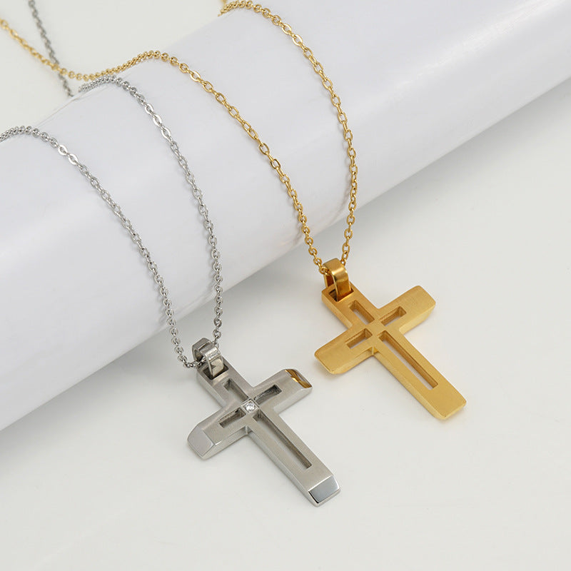 Fashionable and simple hollow diamond cross necklace - MERGE.DAY.1.FREESTYLE