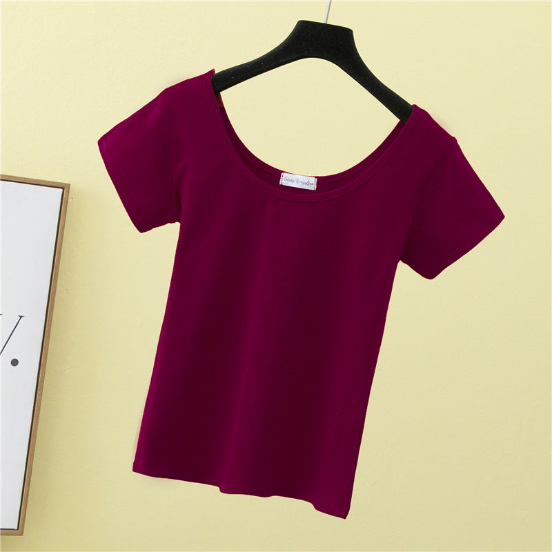 Summer slim fit large U-neck short-sleeved T-shirt - MERGE.DAY.1.FREESTYLE