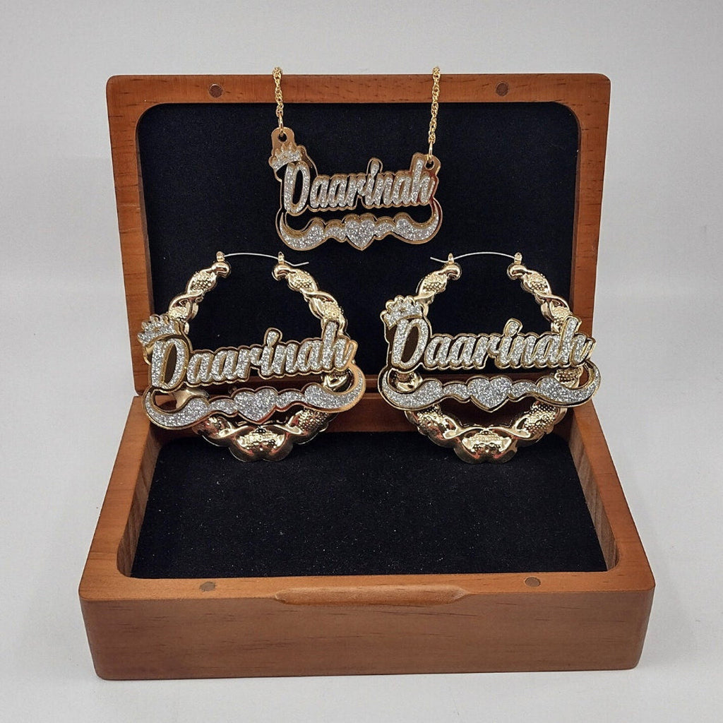 Acrylic Custom Name Necklace XO Hoop Earrings Set - MERGE.DAY.1.FREESTYLE