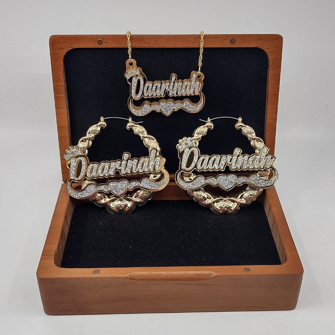 Acrylic Custom Name Necklace XO Hoop Earrings Set - MERGE.DAY.1.FREESTYLE