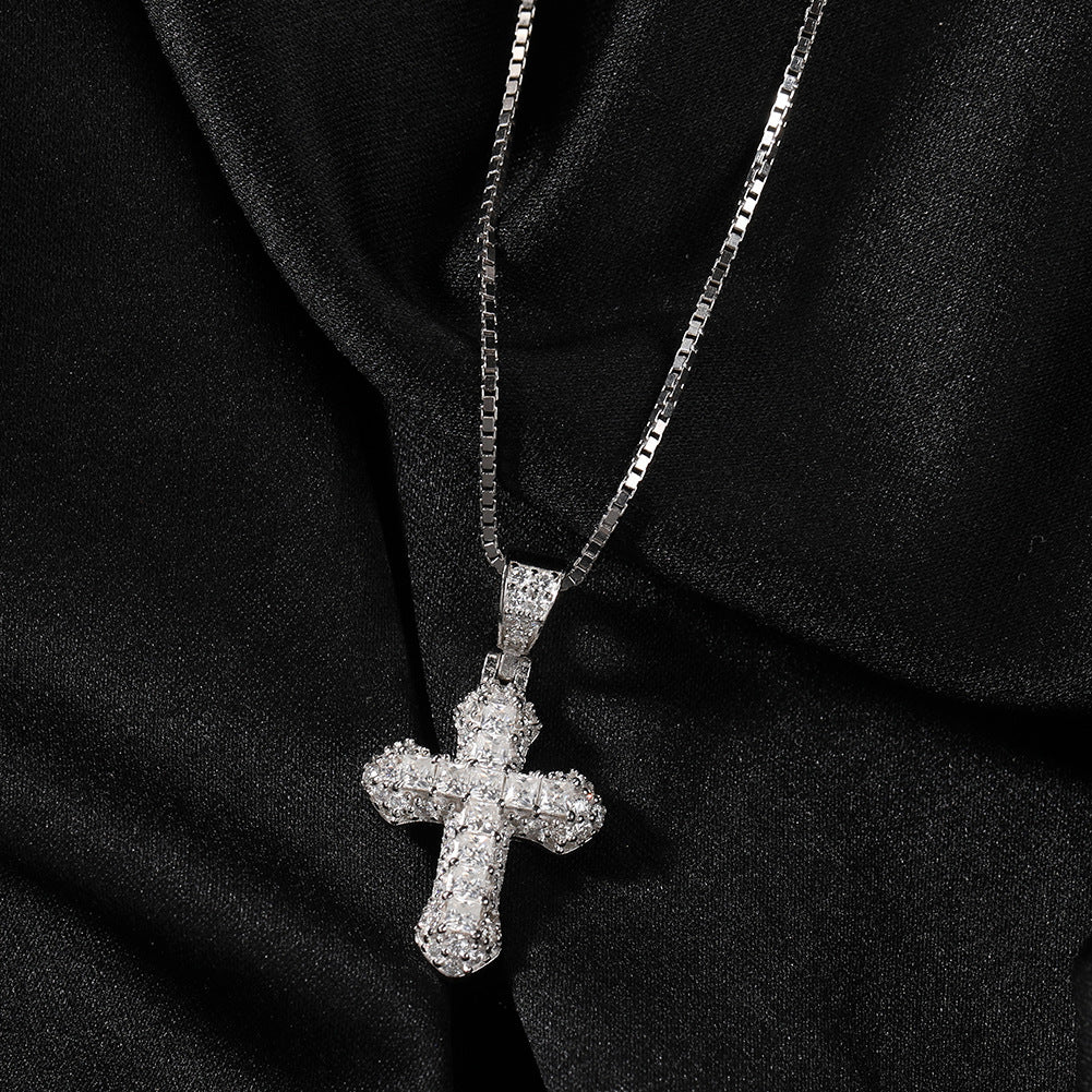 Gold-plated, diamond-encrusted mini cross necklace - MERGE.DAY.1.FREESTYLE