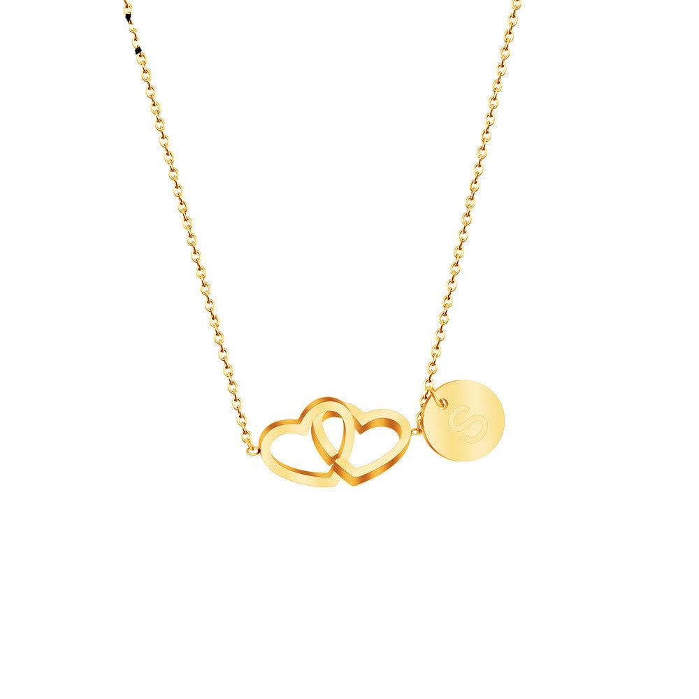 Double love necklace interlocking heart pendant - MERGE.DAY.1.FREESTYLE