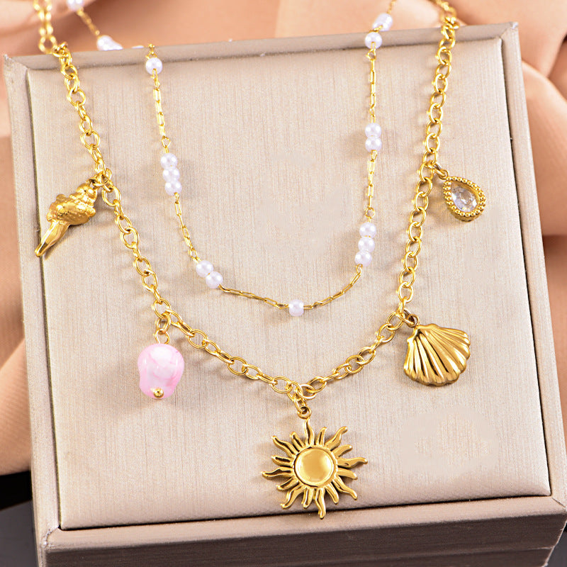 starfish necklace, ocean series millet pearl necklace - MERGE.DAY.1.FREESTYLE