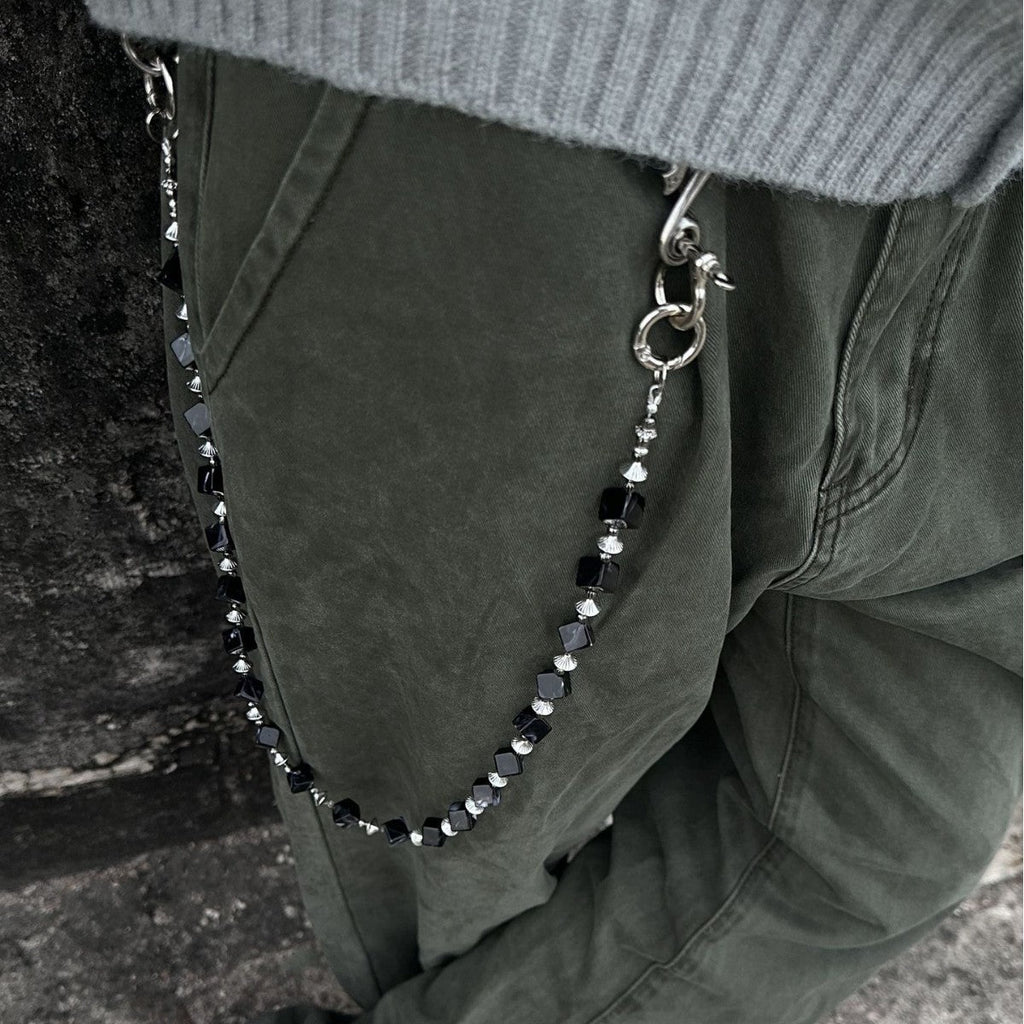 Black smudged dark style pure handmade design trouser chain - MERGE.DAY.1.FREESTYLE