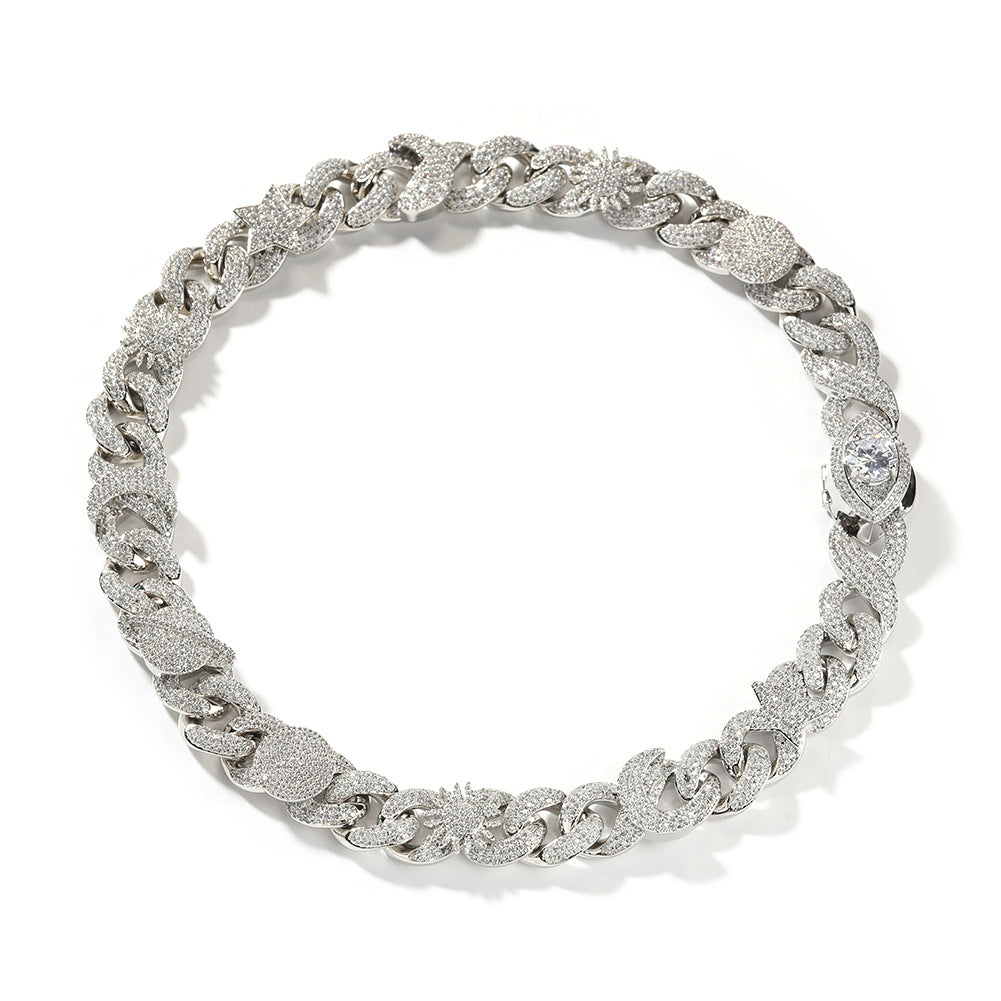 Hip-hop zircon-encrusted sun, star and eye necklace - MERGE.DAY.1.FREESTYLE