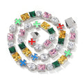 Hip-hop necklace with colorful zircon inlays and a square cross - MERGE.DAY.1.FREESTYLE