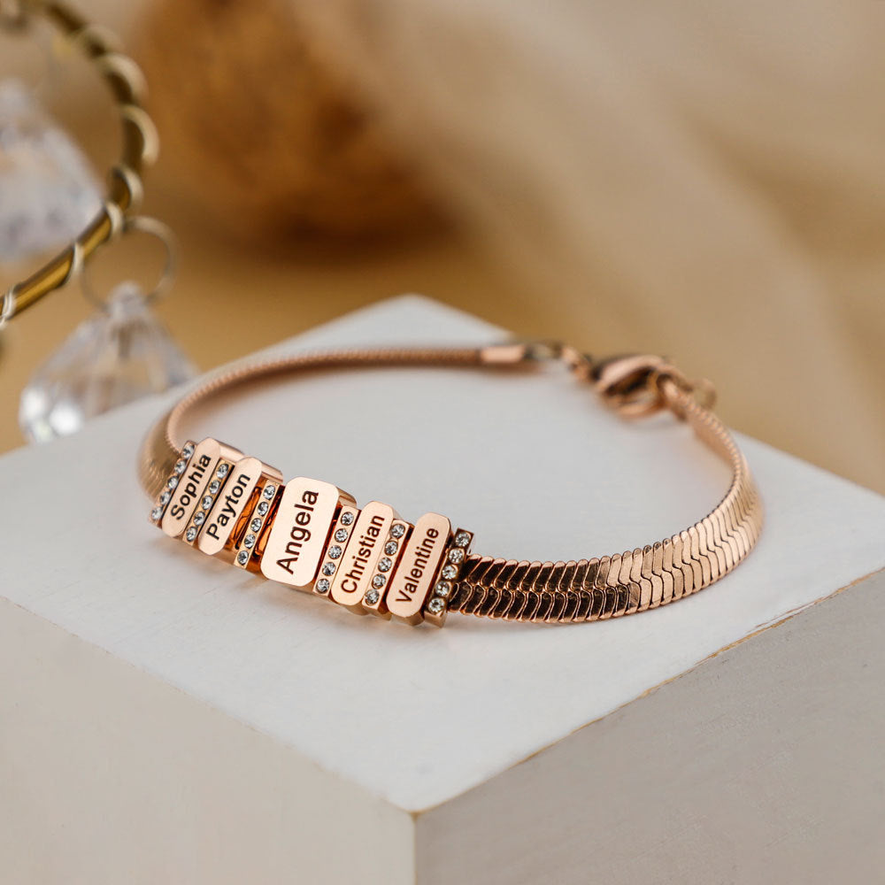 Flat snake bone chain diamond engraving bracelet - MERGE.DAY.1.FREESTYLE