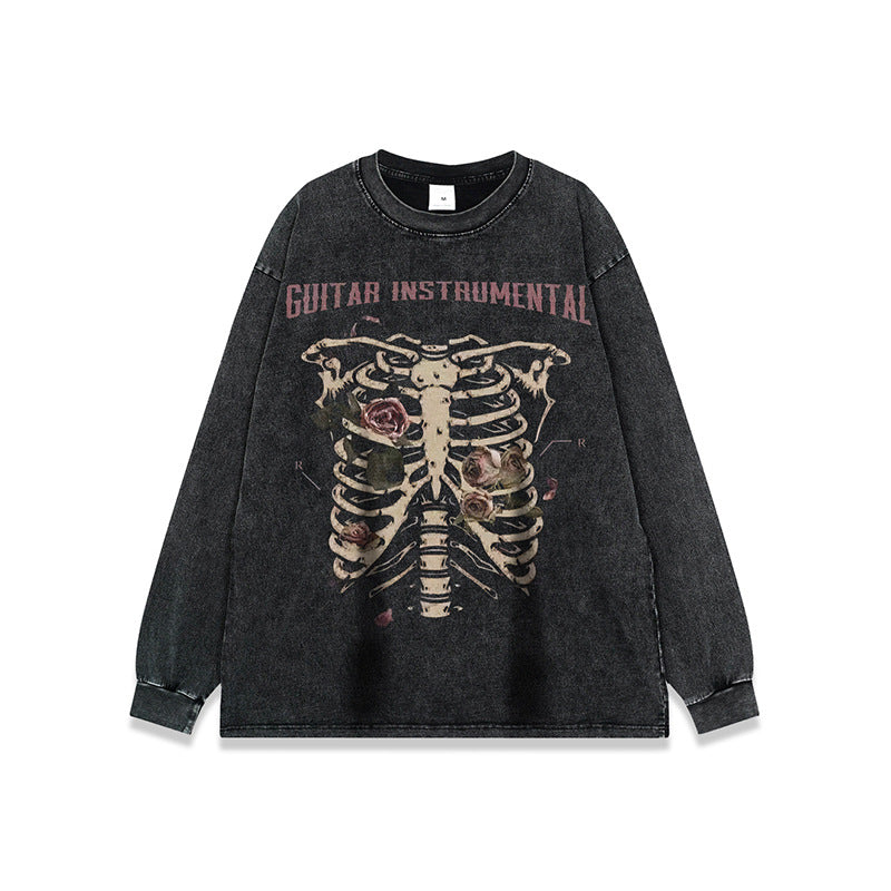 Rose skull print hip-hop T-shirt - MERGE.DAY.1.FREESTYLE