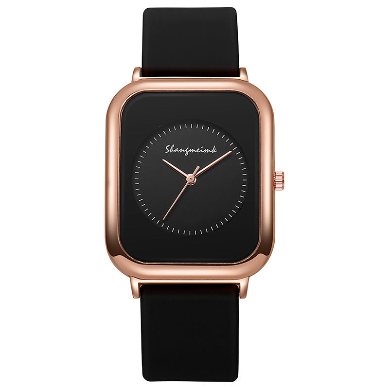 Casual square-shaped, elegant quartz silicone strap student watches. - MERGE.DAY.1.FREESTYLE