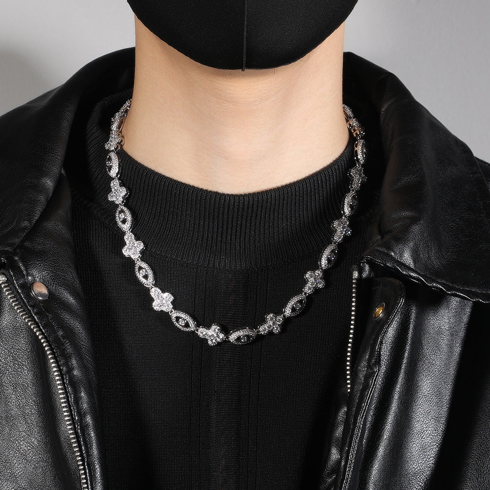 mens gold chain Diamond eye cross necklace - MERGE.DAY.1.FREESTYLE