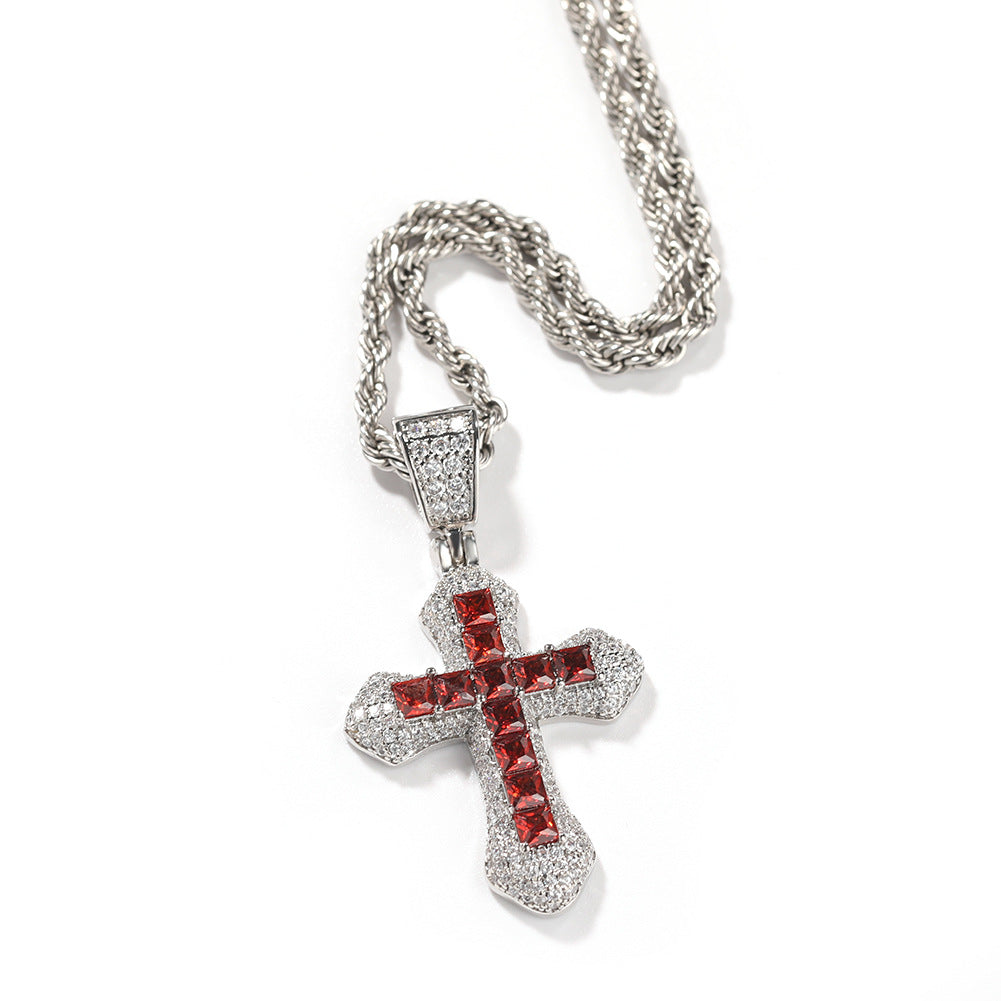 Blue Zircon Cross Hip-hop Necklace - MERGE.DAY.1.FREESTYLE