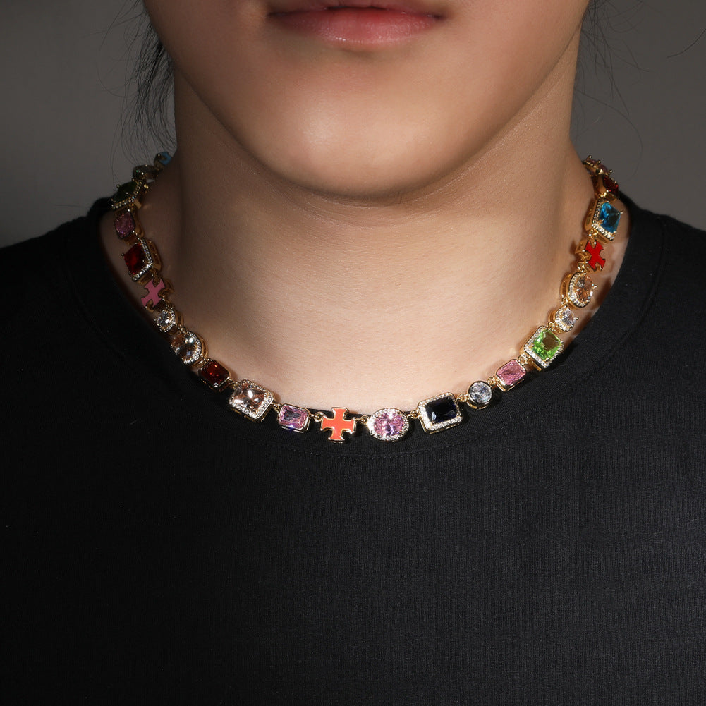 Exquisite diamond-encrusted colored gemstone bracelet and necklace - MERGE.DAY.1.FREESTYLE