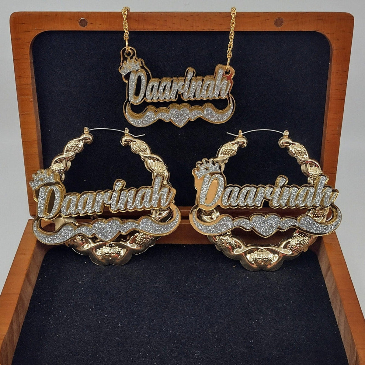 Acrylic Custom Name Necklace XO Hoop Earrings Set - MERGE.DAY.1.FREESTYLE