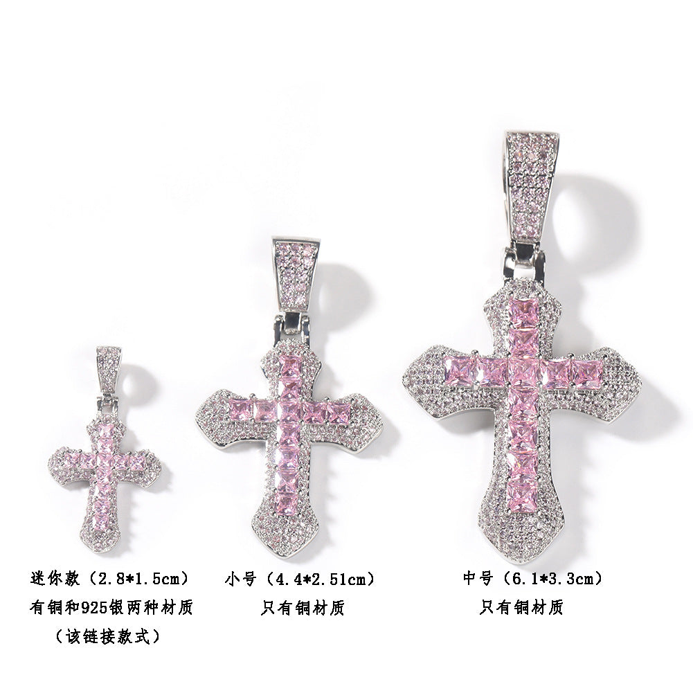 Gold-plated, diamond-encrusted mini cross necklace - MERGE.DAY.1.FREESTYLE
