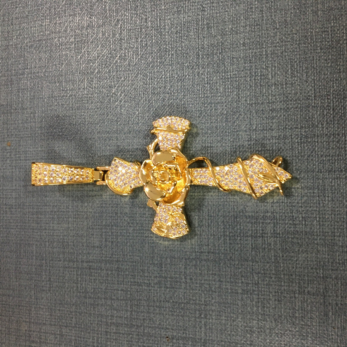 Copper set 5A zirconia rose cross pendant necklace - MERGE.DAY.1.FREESTYLE