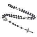 rosary necklace black and white round beads - MERGE.DAY.1.FREESTYLE