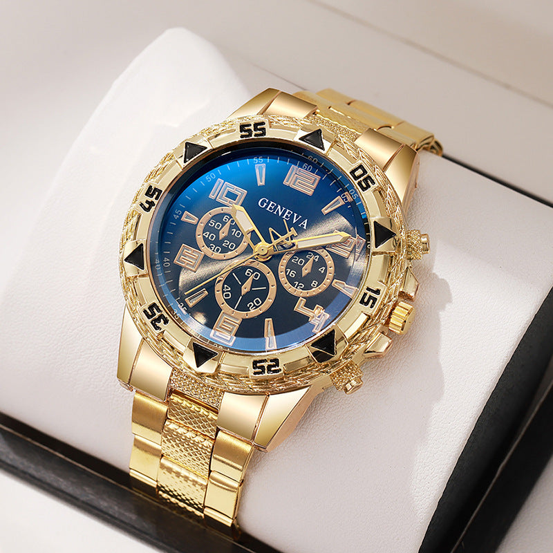 Men's Fake Three-Eye Casual Steel Band Watches - MERGE.DAY.1.FREESTYLE