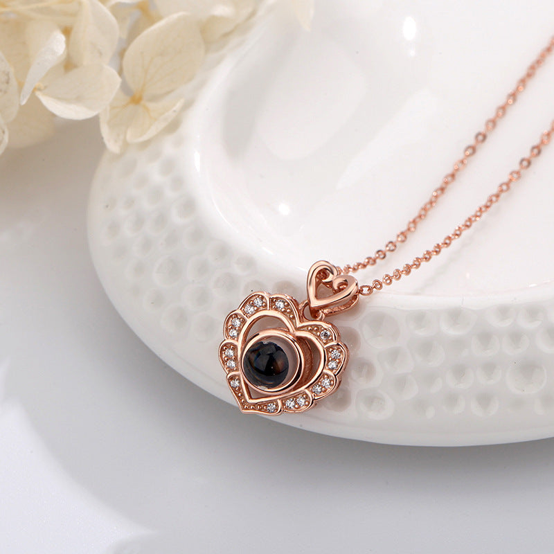 Full Diamond Love Projection Necklace Photo Custom Pendant - MERGE.DAY.1.FREESTYLE