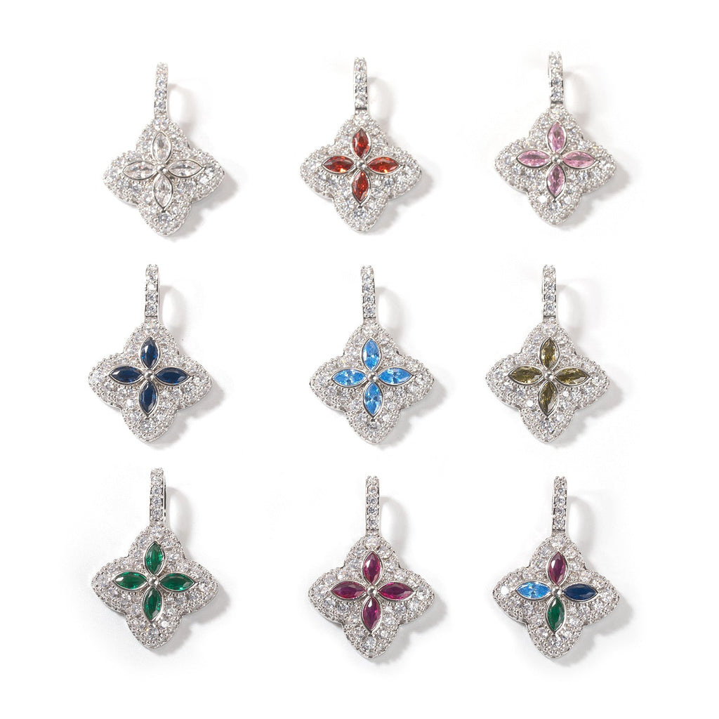 Cubic Zirconia Colorful Four-Leaf Clover Pendant - MERGE.DAY.1.FREESTYLE