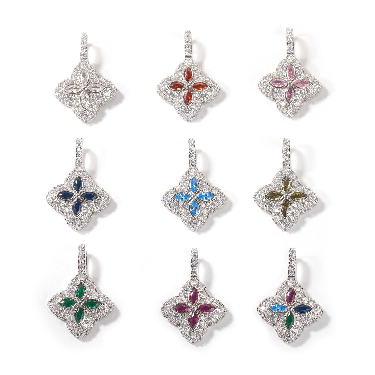 Cubic Zirconia Colorful Four-Leaf Clover Pendant - MERGE.DAY.1.FREESTYLE