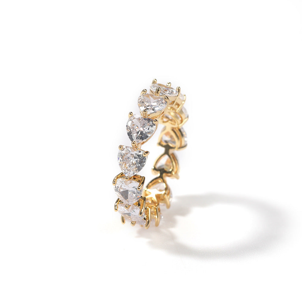 Hip-hop single-row heart-shaped zircon rings - MERGE.DAY.1.FREESTYLE